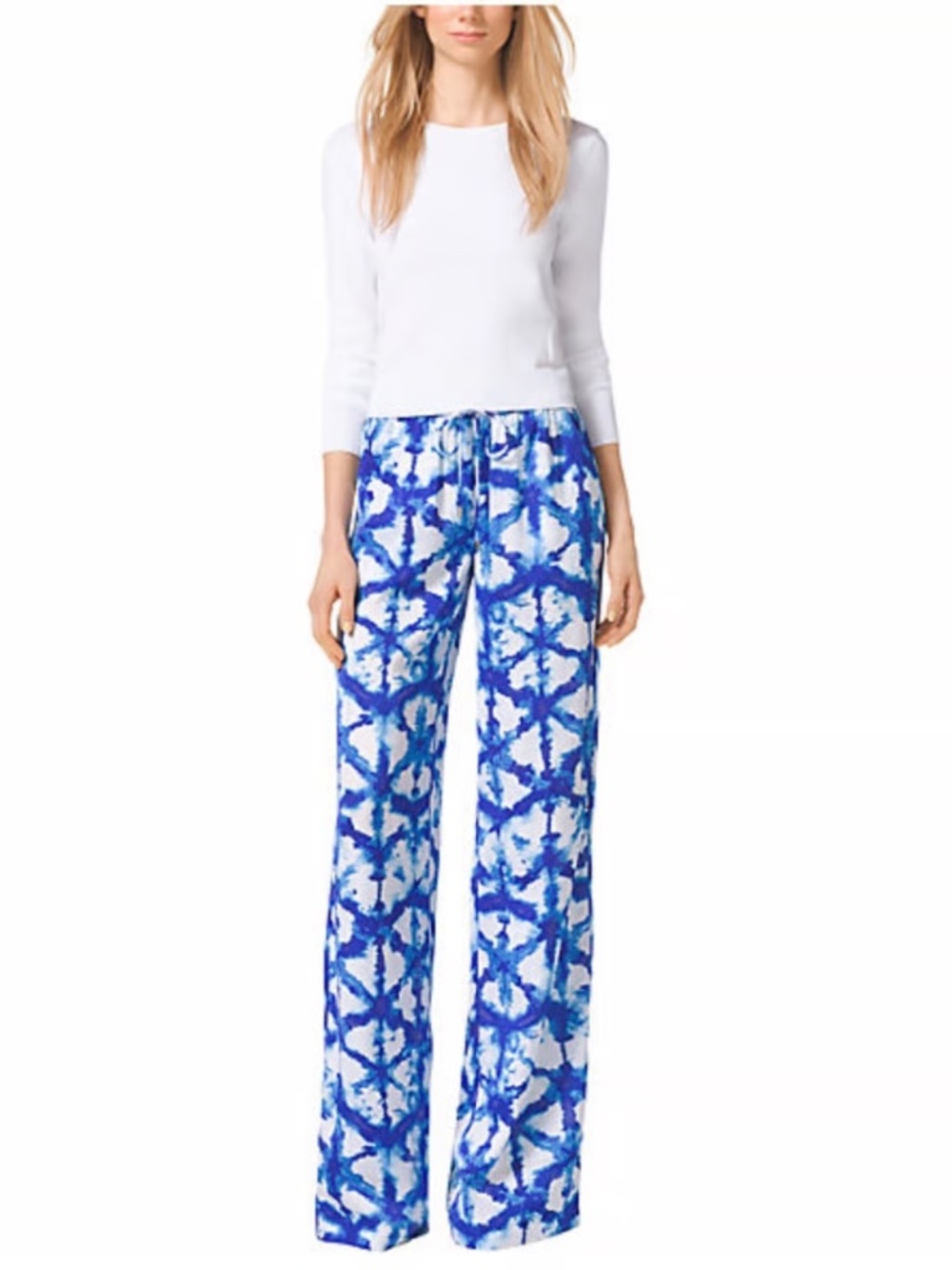 NWT ♡ Michael Kors ♡ Silky Flowy Pants - Indigo & White Tie Dye